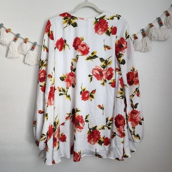 Show Me Your Mumu Jamie White Floral Long Sleeve Slip Tunic Mini Dress Boho M - Picture 8 of 13